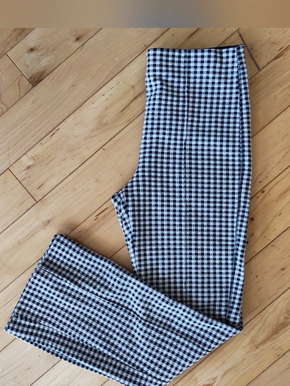 Maeve Black & White Gingham Cropped Pants